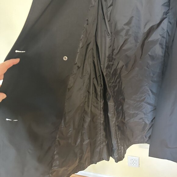 Womens Black Trench Coat London Fog Towne Collection Large Belted Knee Length - Picture 4 of 8